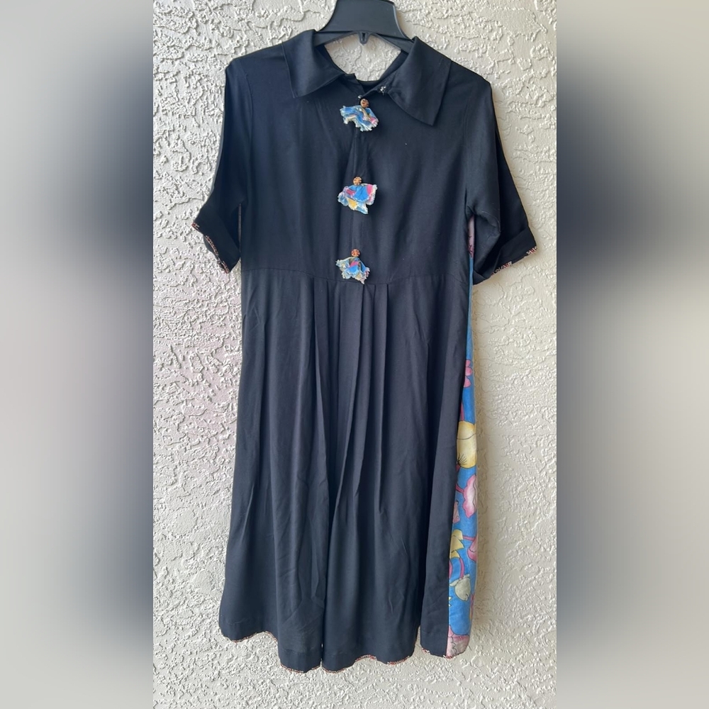 Black Imported Dress with Colorful Accents